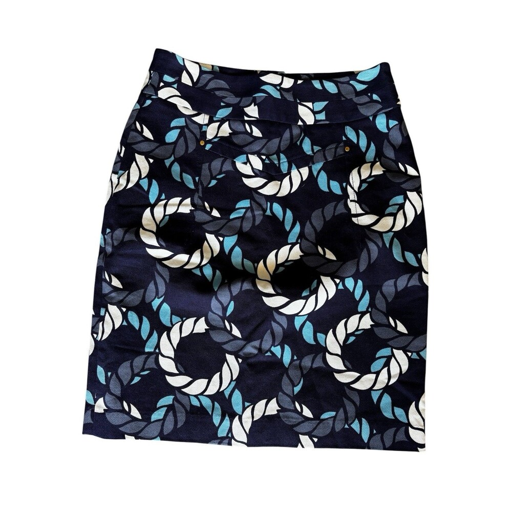 Leifsdottir Anthropologie Skirt Navy Blue Pique Cotton Nautical Rope Pencil Sz 2